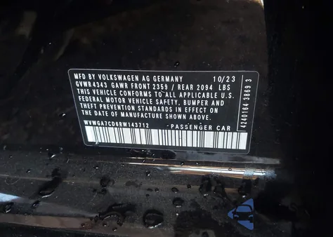 2024 Volkswagen Golf Gti 2.0T S из США, поврежденный, VIN WVWGA7CD6RW143712